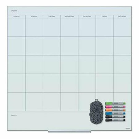 PAPERPERFECT UBrands UBR 35 x 35 in. Floating Glass Calendar Dry Erase Board  White PA3205525